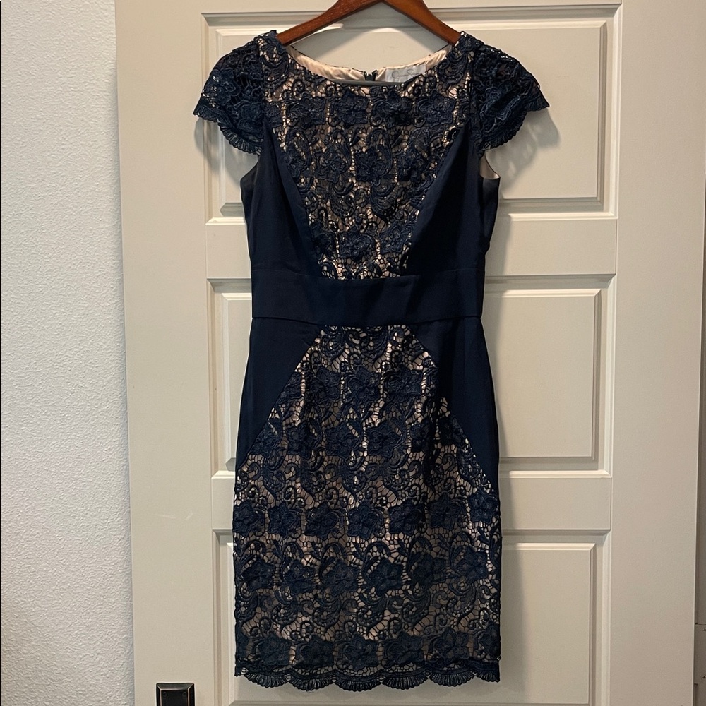 Jessica Simpson Navy and Cream Lace Mini Dress